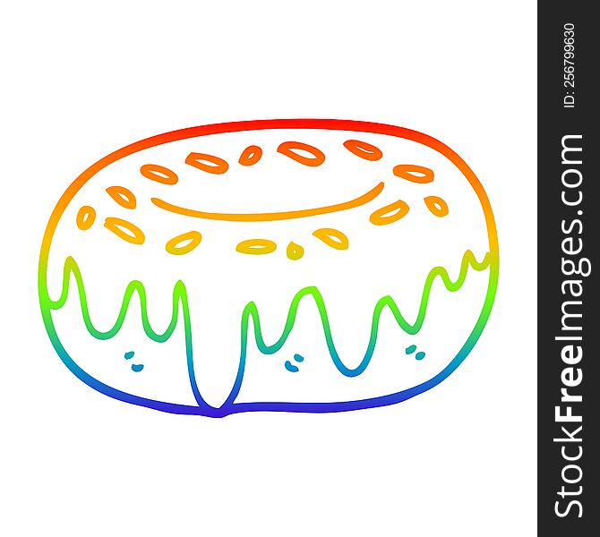 rainbow gradient line drawing of a cartoon donut with sprinkles