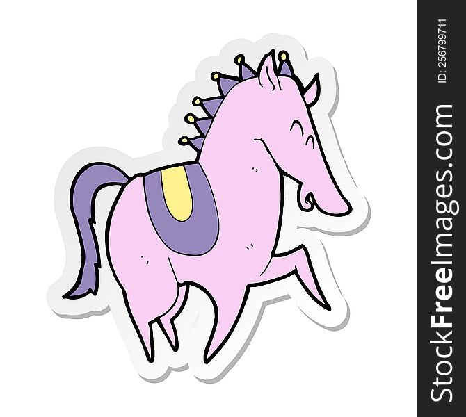 sticker of a cartoon prancing horse