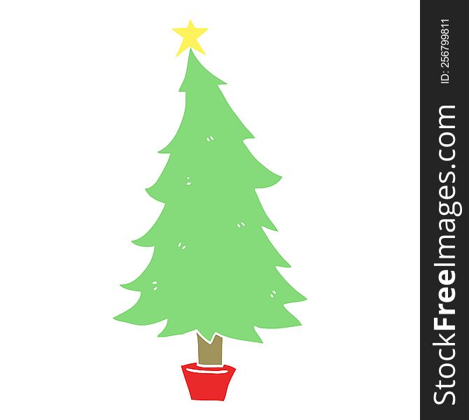 flat color style cartoon christmas tree