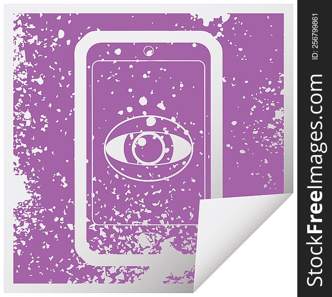cell phone watching you graphic vector illustration icon. cell phone watching you graphic vector illustration icon