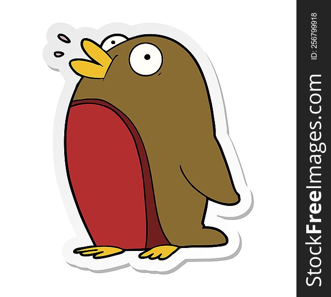 Distressed Sticker Of A Cartoon Robin