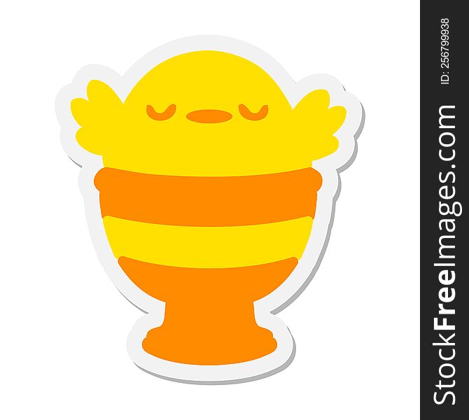 Cute Baby Bird In Egg Cup Sticker