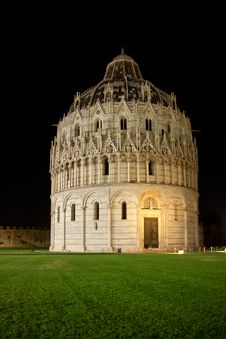Pisa Baptistry In Night Stock Photos