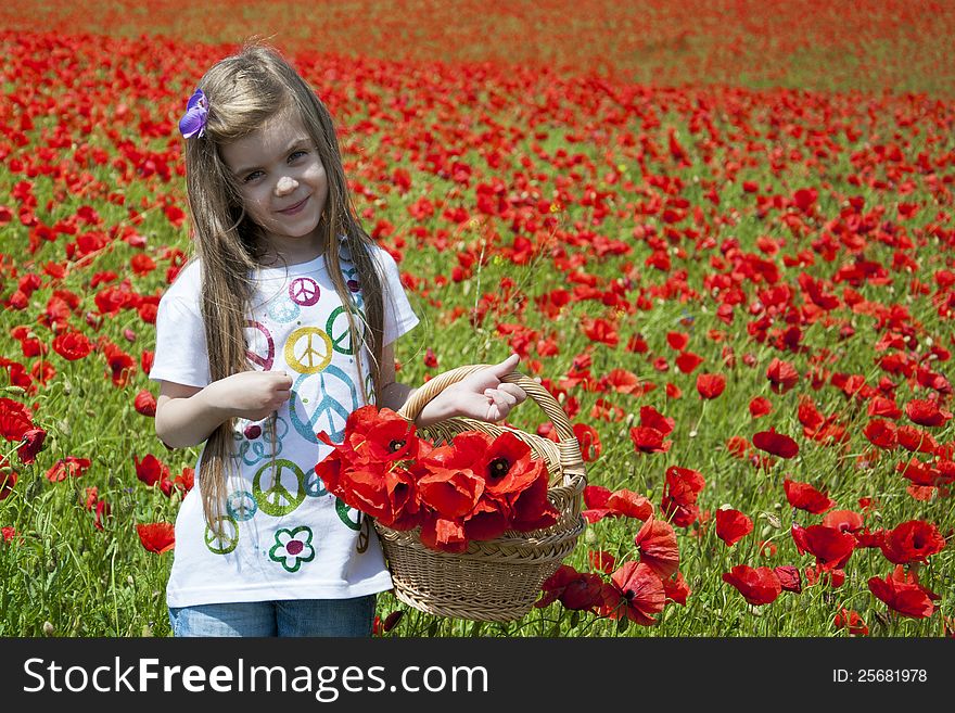 Girl On A Poppy Field