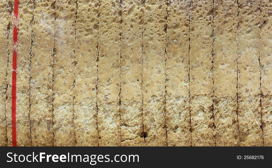 Slices of toast bread in a packet - closeup. Slices of toast bread in a packet - closeup