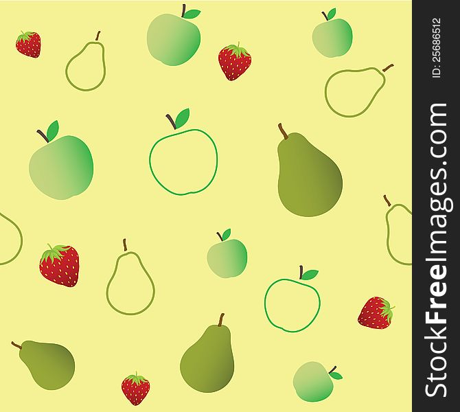 Seamless yellow pattern with fruits . Seamless yellow pattern with fruits .