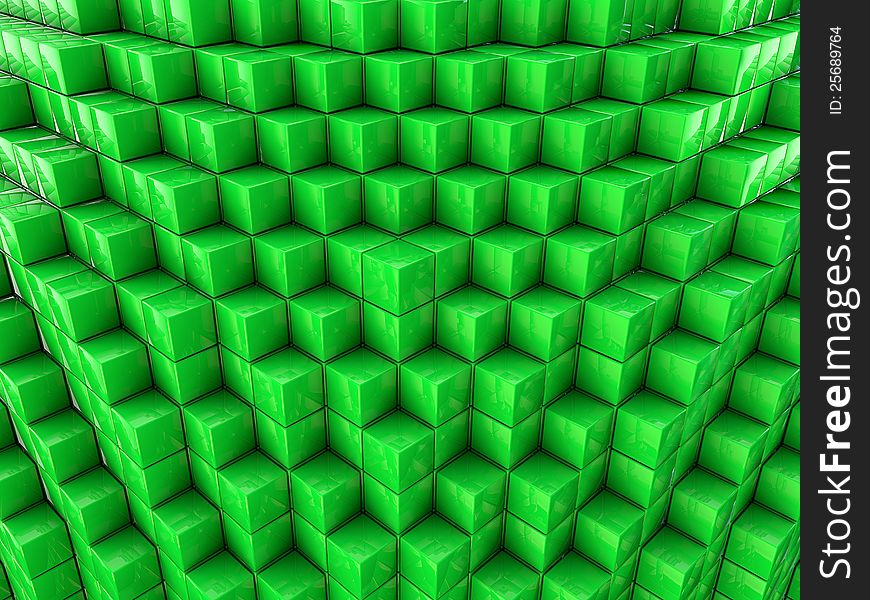 Abstract random green cubes background