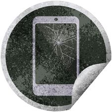 Cracked Screen Cell Phone Graphic Circular Sticker Stock Image Cracked Screen Cell Phone Graphic Circular Sticker Stock Image