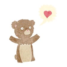 Cartoon Teddy Bear With Love Heart Royalty Free Stock Images