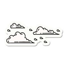 Sticker Of Tattoo Style Floating Clouds Royalty Free Stock Photos
