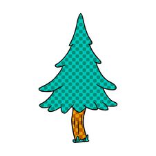 Cartoon Doodle Of Woodland Pine Trees Stock Photography
