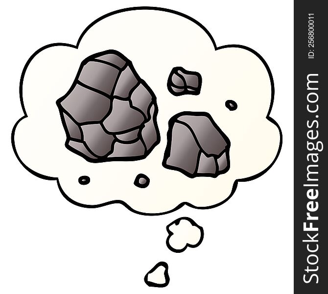 Cartoon Rocks And Thought Bubble In Smooth Gradient Style