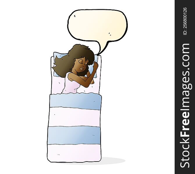 cartoon sleeping woman with speech bubble