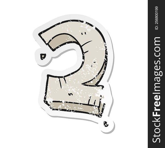 retro distressed sticker of a cartoon stone number two