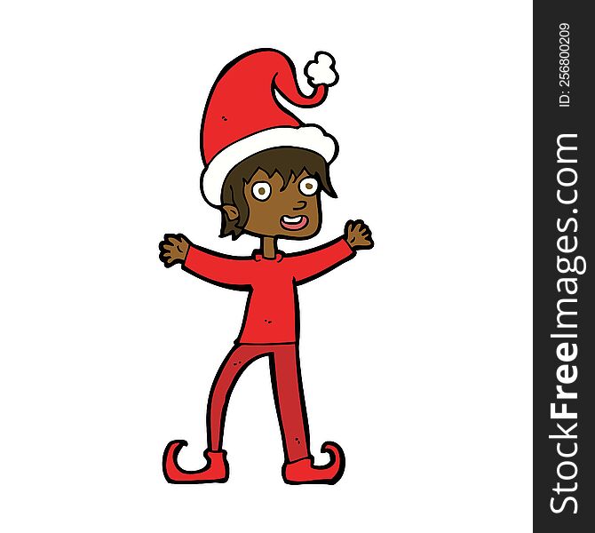 Cartoon Excited Christmas Elf