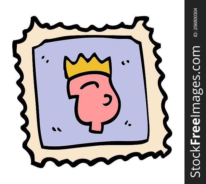 cartoon doodle stamp with royal face