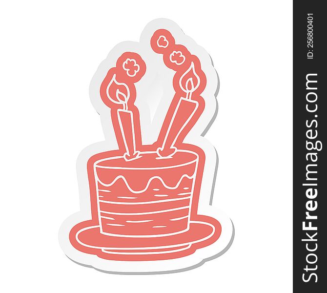 cartoon sticker of a birthday cake