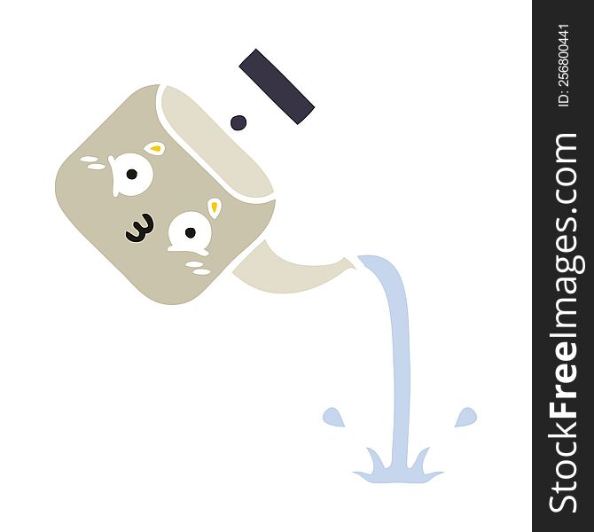 flat color retro cartoon of a pouring kettle