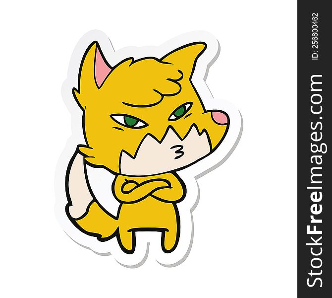 sticker of a clever cartoon fox