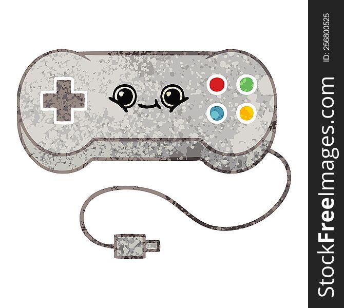 Retro Illustration Style Cartoon Game Controller