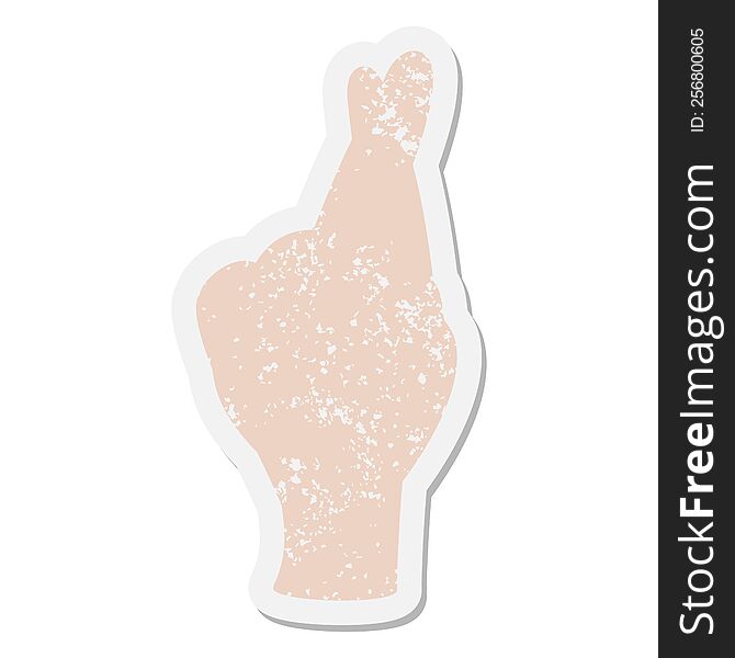 crossed fingers for luck grunge sticker