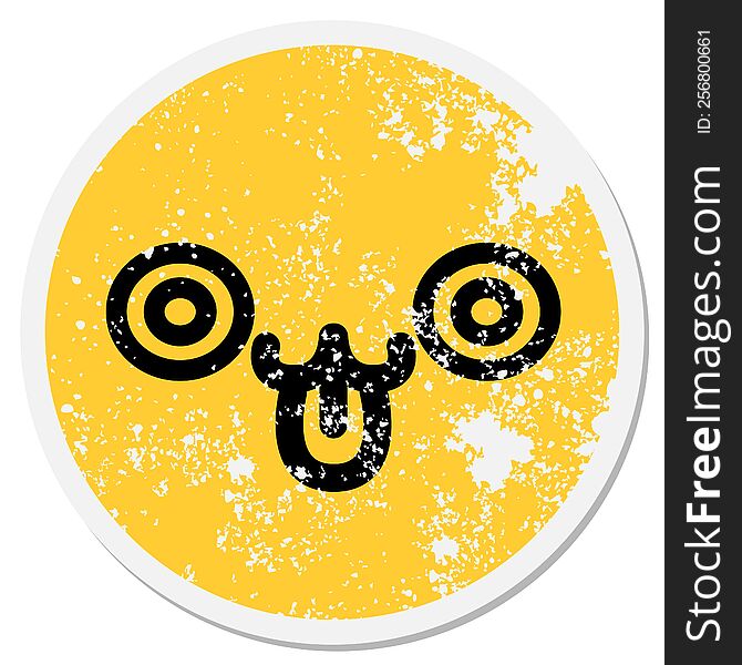 staring cute animal face circular sticker