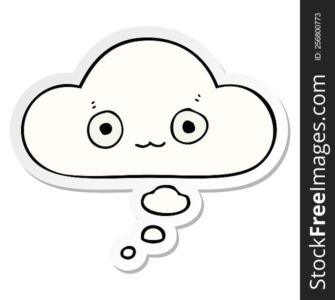 Cute Cartoon Face And Thought Bubble As A Printed Sticker