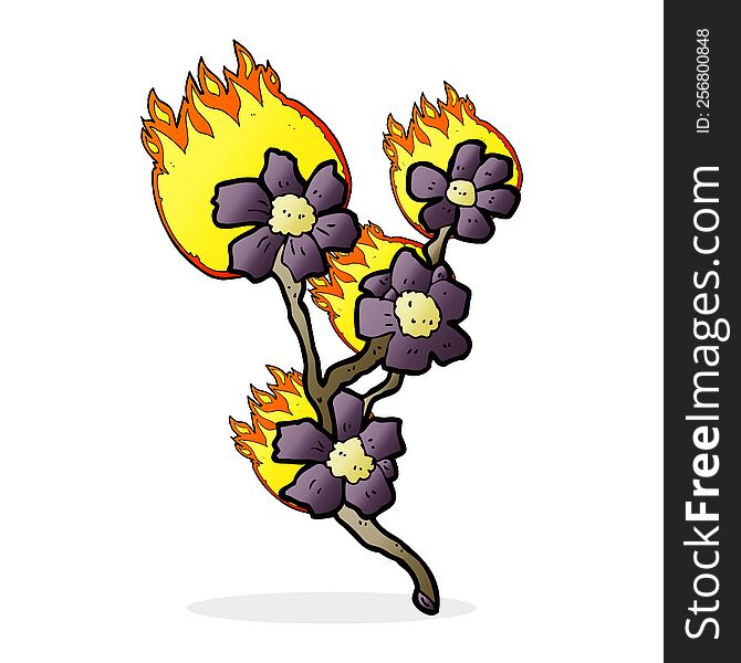 cartoon burning flowers
