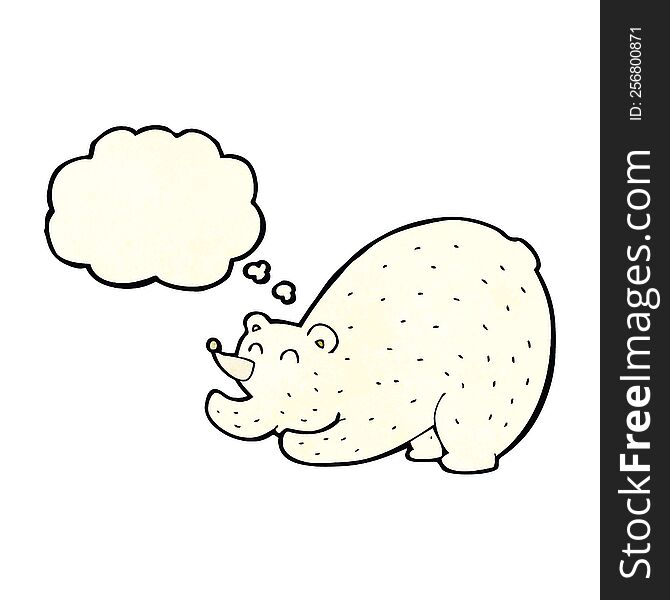 Cartoon Stretching Polar Bear With Thought Bubble