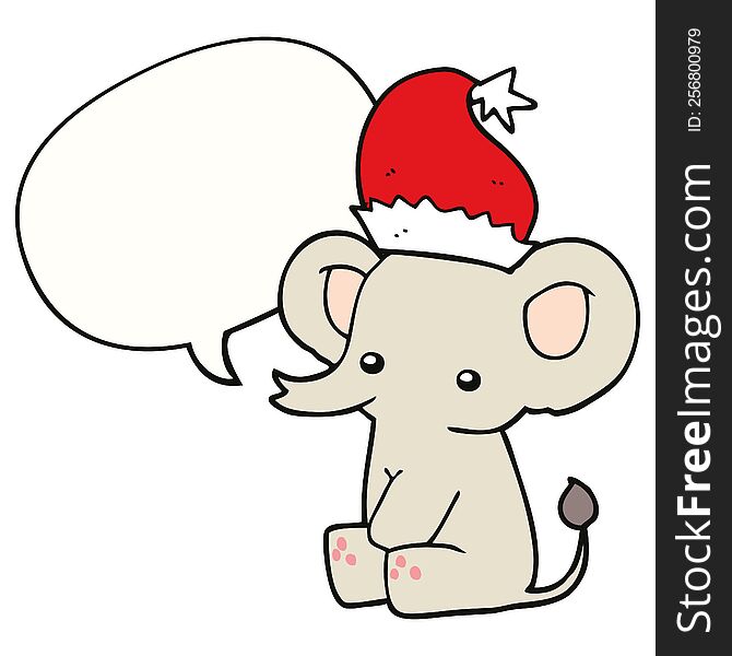 Cute Christmas Elephant And Speech Bubble