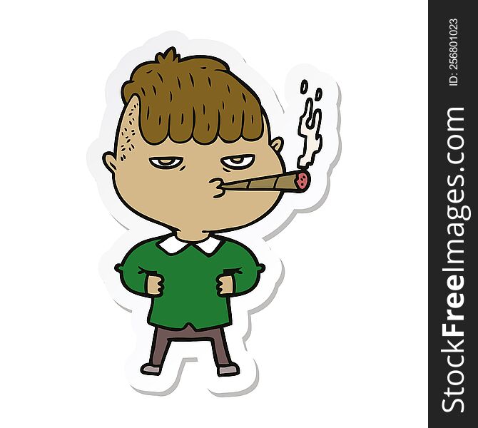 sticker of a cartoon man smoking