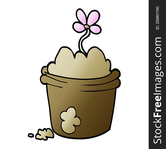 cartoon doodle flower pot