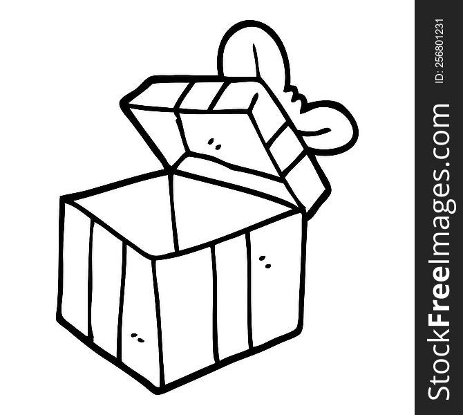 Black And White Cartoon Open Gift Box