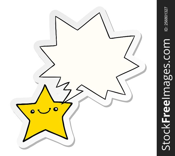 Happy Cartoon Star And Speech Bubble Sticker