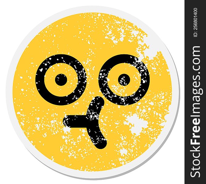 cute staring confused face circular sticker
