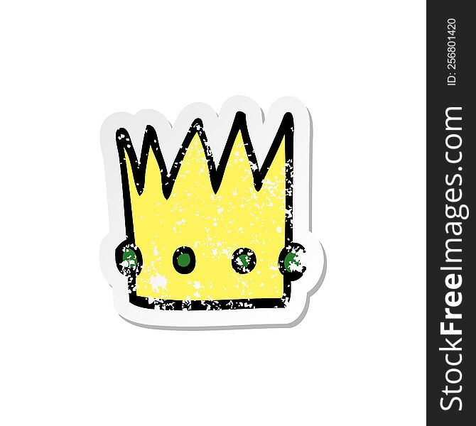 distressed sticker of a cartoon crown