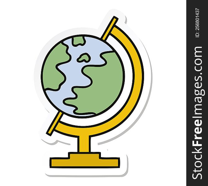 Sticker Of A Cute Cartoon World Globe