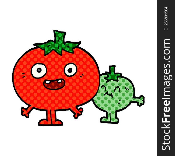 cartoon doodle happy tomatoes