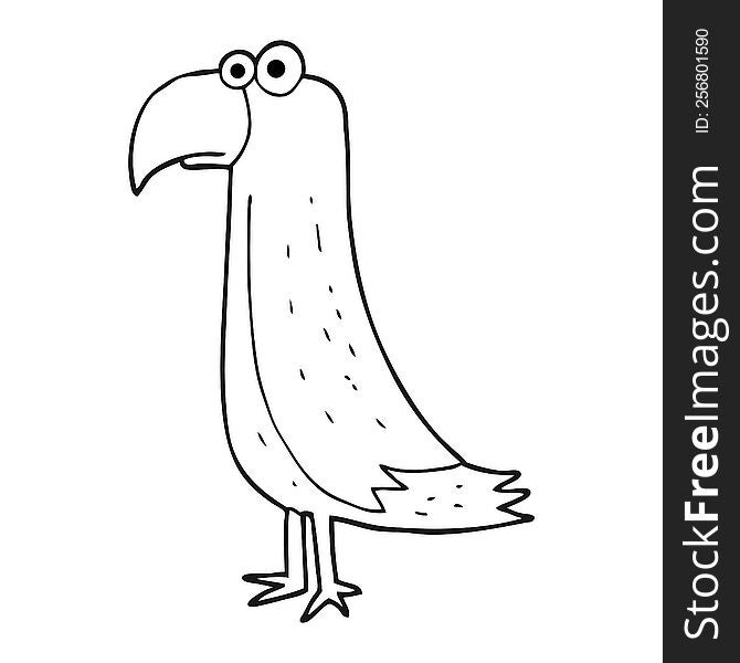 Black And White Cartoon Parrot