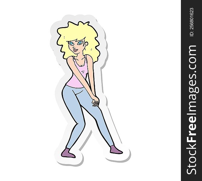 sticker of a cartoon woman posing