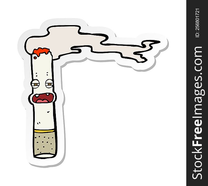 sticker of a cartoon cigarette character