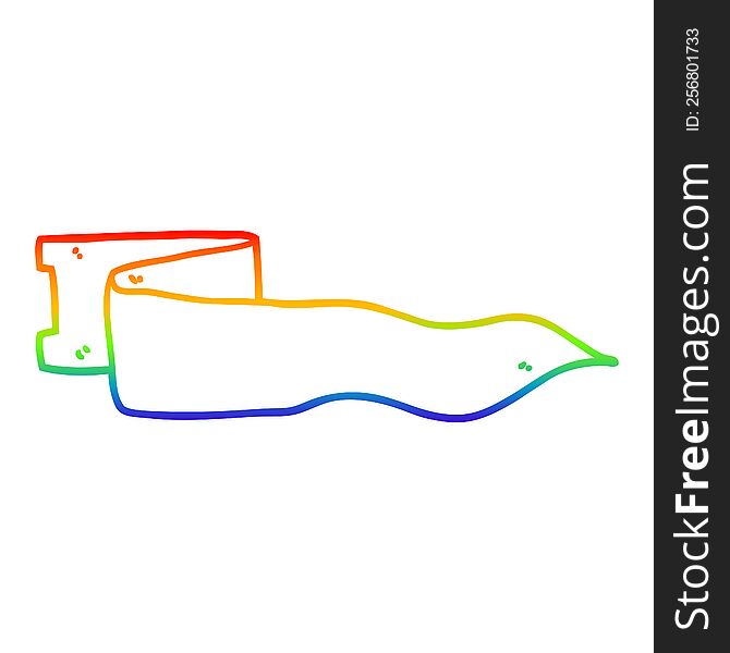 rainbow gradient line drawing of a cartoon waving banner