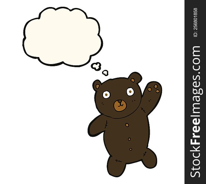 Cartoon Cute Black Teddy Bear With Thought Bubble