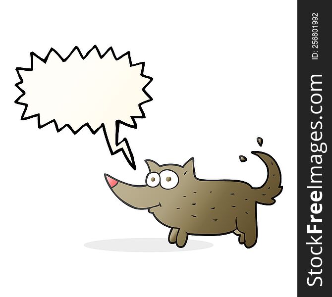 Speech Bubble Cartoon Dog Wagging Tail