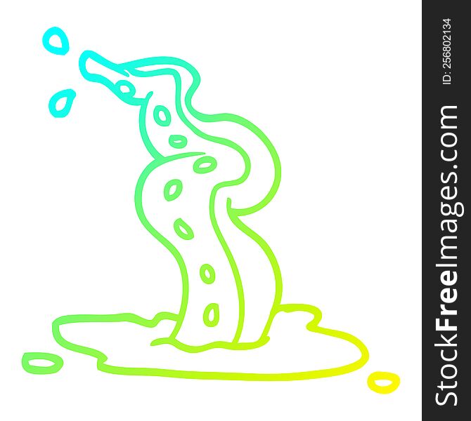 Cold Gradient Line Drawing Cartoon Spooky Tentacle