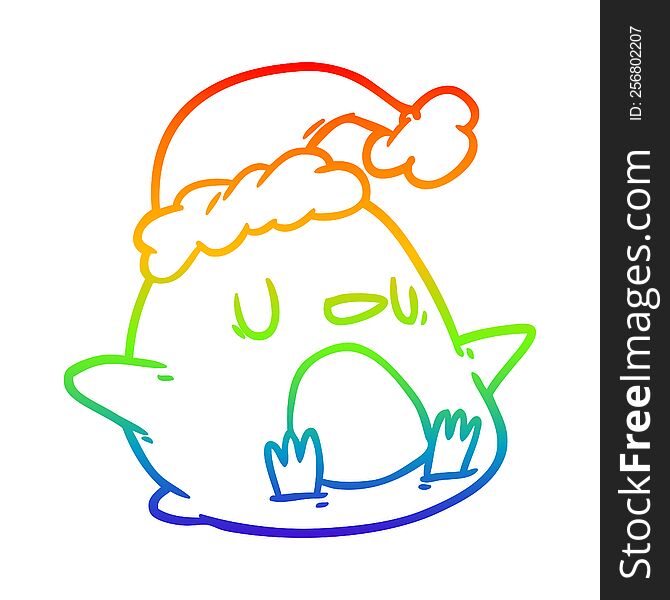 Rainbow Gradient Line Drawing Cute Penguin