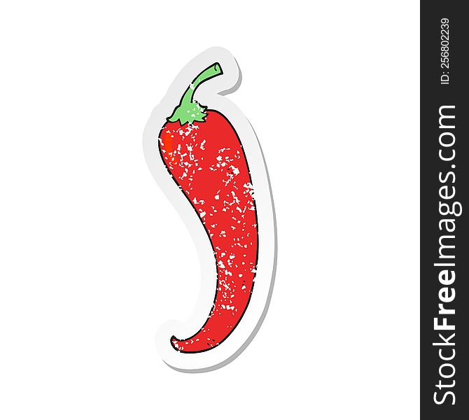 Retro Distressed Sticker Of A Cartoon Chilli Pepper