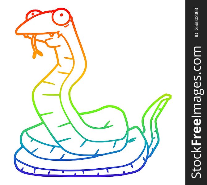 Rainbow Gradient Line Drawing Cartoon Snake