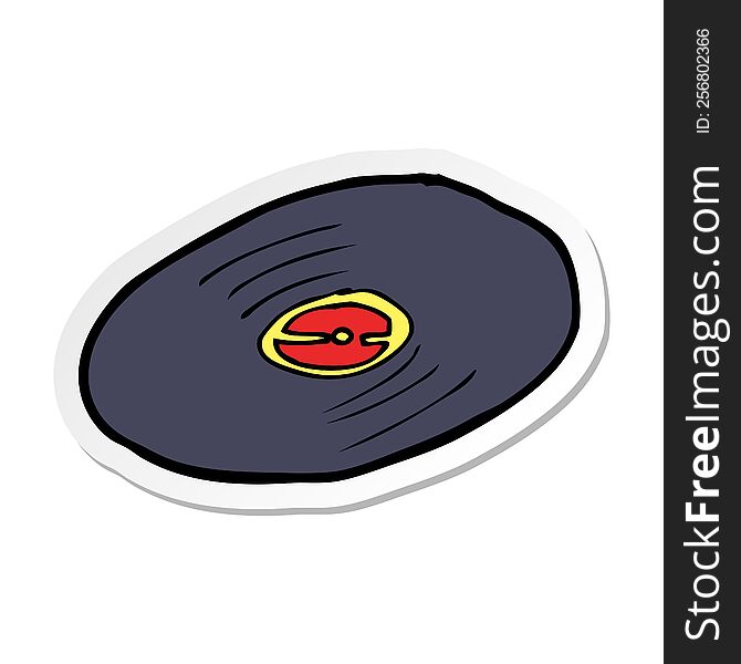 Sticker Of A Cartoon Vinyl Record