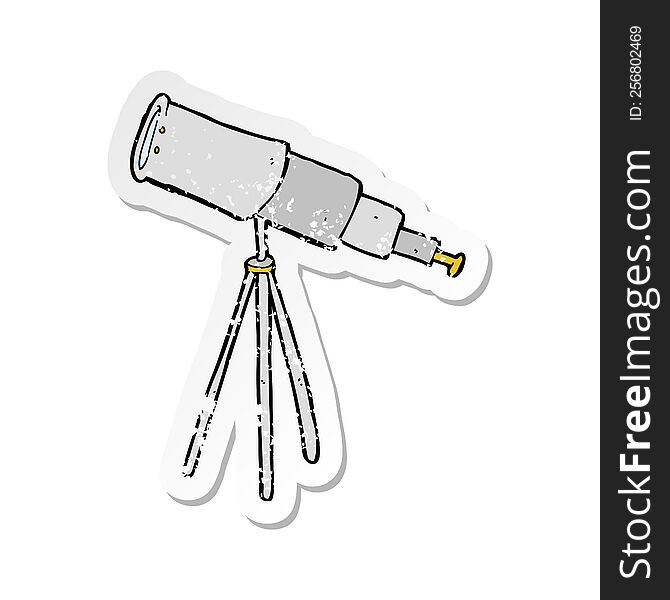 retro distressed sticker of a cartoon telescope